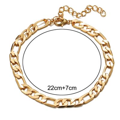 China Fashion Handmade Gold and Silver Cuban Classic Anklet Chain Anklet Foot Jewelry Bohemian Bohemian for sale