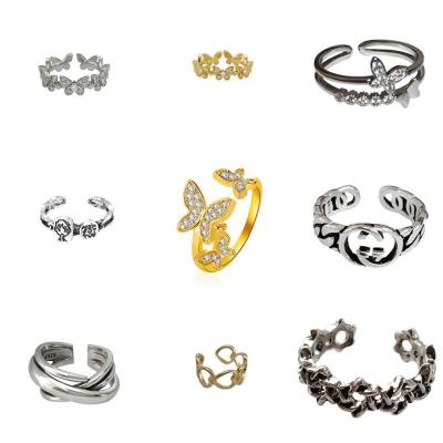 China Handmade Multi popular options alloy butterfly heart shape charm resizable rings women rings jewelry for sale