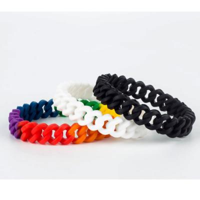 China Fashion Girls Women Silicone Handmade Braided Bracelet Bangle White Black Jewelry and Rainbow Color for sale