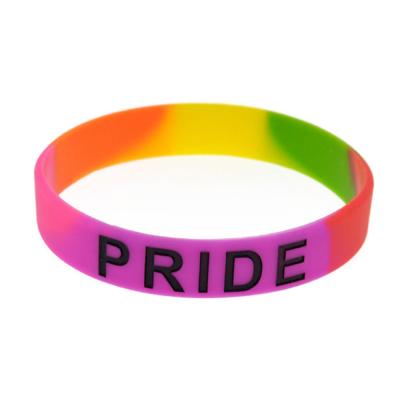 China Fashion rainbow silicone band gayt rans lesbian pride gift bracelet lesbian jewelry for sale