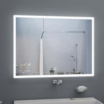 China Bright Bright Bathroom Mirrors Time Display Touch Switch Control Makeup Mirror for sale