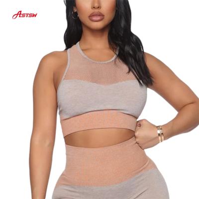 China New Arrival Breathable Customized Seamless Logo Knitted Active Wear Full Support Breathable Sports Bra Top for sale