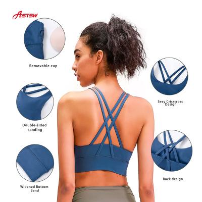 China 2021 New Design Breathable Spring Bra Lulu Style Fitness Womens Activewear Workout Yoga U-bra Sports for sale