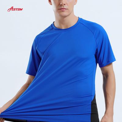 China Summer Sports Anti-Wrinkle Round Neck T-shirt Men's Outdoor Fitness Running Short Sleeve Elastic Quick-drying Leisure for sale