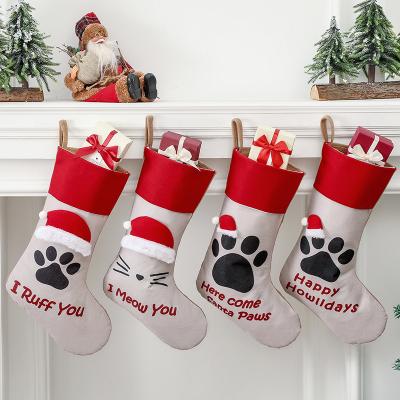 China Large Christmas Soulmate Plaid Fabric Christmas Socks Elk Pattern Decorations Christmas Gift Bag Special Gift Safe Environmental Material for sale