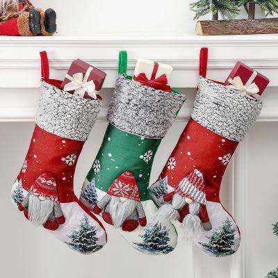 China Large Christmas Socks Soulmate Plaid Fabric Christmas Socks Elk Decorations Christmas Pattern Special Bag Gift Safe Environmental Material for sale