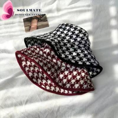 China Plush In Stock Brand Bucket Hat Custom Large Houndstooth G Desginer Christian Bucket Hats For Women Fall Winter Fast Shipping for sale