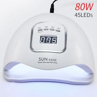 China Gel Nail Curing 2019 45 LED 80W New High Power Gel Dryer Nail Lamp for sale