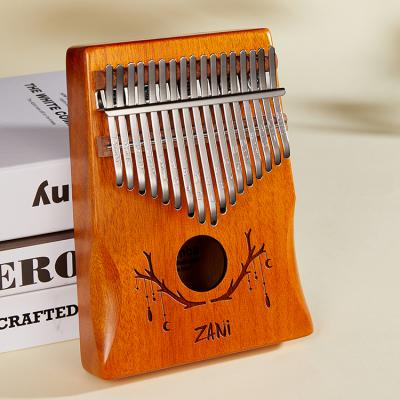 China Mahogany Kalimba Inch Piano 17 Keys, Easy To Learn Portable African Wooden Finger Piano Include Air Hammer And Study Instruction for sale