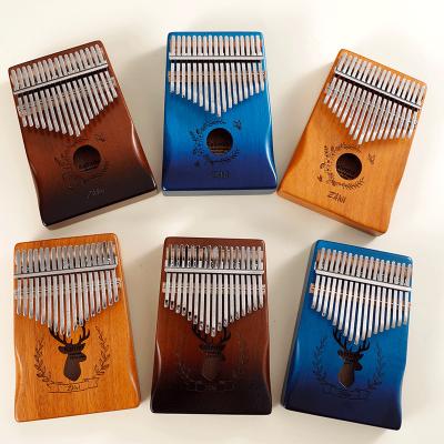 China OEM 17 Finger Piano Thumb Piano Kalimba Main Musical Instrument Mahogany Wood Wholesale Mahogany Kalimba Product Support for sale