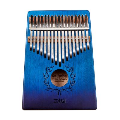 China Wholesale Custom Kalimba Mahogany Blue Tone Gradient 17 Thumb Piano Instrument Finger Piano Kalimba OEM for sale