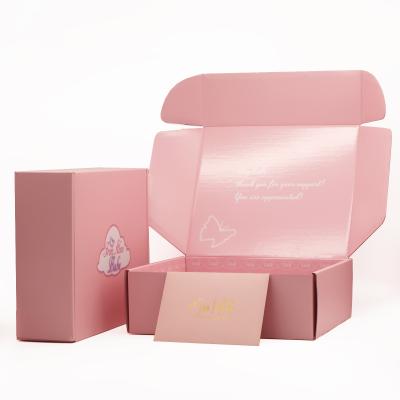 China Recycled Materials Costume Elegant Clothing Shoes Paper Box Packaging Pink Elegant Printing Gift Box Logo Mailing Mailer Box Custom Made for sale