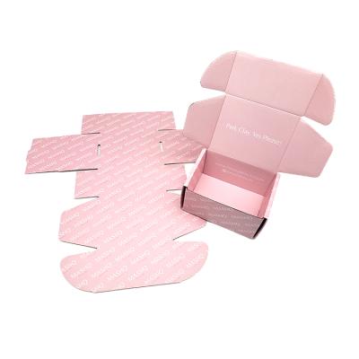 China Customized Small Size Pink Logo Full Printing Beauty Packaging Materials Recyled Blush Corrugated Cardboard Express Paper Gift Box for sale