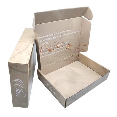 China Customized Printing Recyled Materials Beige Glossy Cosmetic Packaging Skin Care Serum Set Corrugated Cardboard Express Gift Box for sale