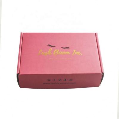 China Recycled Pink Eyelash Mailer Mailing Boxes Materials Beauty Boxes Eyelash Packaging Flat Cardboard Promotional Gift Box for sale