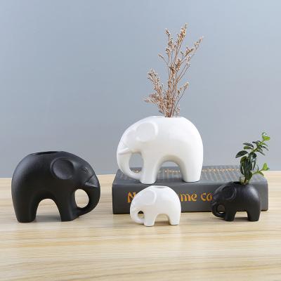 China Handworked contemporary creative ceramic vase pot flower elephant ware flower Nordic new decoration for sale