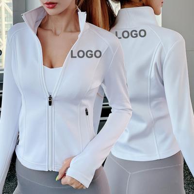 China Breathable Custom Design Logo Fashion Slim Fit Women Workout Jacket Sports Loungewear Running Yoga Running Coat for sale