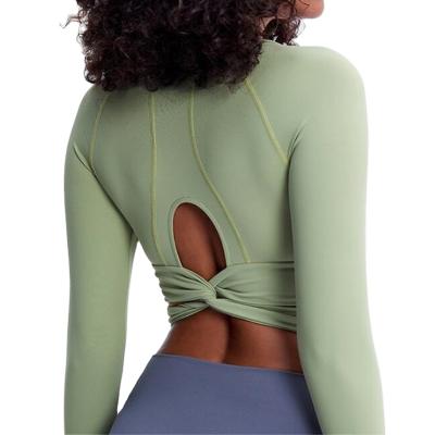 China Autumn Breathable New Arrival Beautiful Yoga Wear Long Sleeve Sports Shirt Women Naked Feeling Fitness Shirt for sale