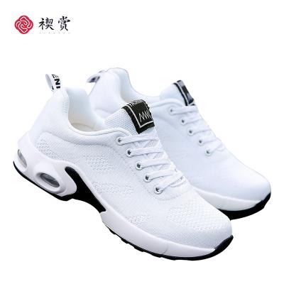 China 2022 Trend Fashion White Sneakers Women's Large Mesh Air Cushion Breathable Flight Woven Casual Running Shoes for sale