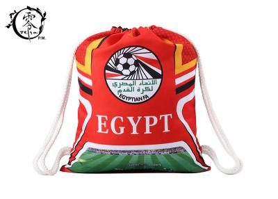 China World Cup Egypt Soccer Printed Drawstring Backpack Large Sized With Thick Cotton Ropes for sale