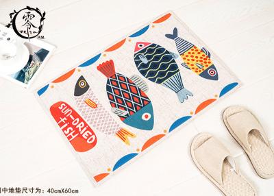 China Colorful Sublimation Printed Houseware Items Decorative Kitchen Floor Mats Livingroom Home Cartoon Fish Pattern for sale