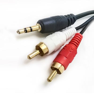 Chine l'or 24K a plaqué le câble de stéréo de 3m RCA 3,5 millimètres au câble d'audio de 2 RCA à vendre