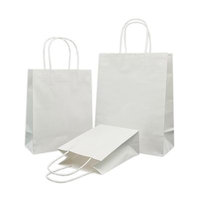 China Recycled Materials Cheap Custom Printing Eco Friendly Small Gift Paper Shopping Bags White Paper Bag With Logo for sale