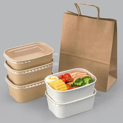 China Biodegradable Wholesale Restaurant Fast Food Take Out Packaging Custom Logo Kraft Paper To Take Out Bags for sale