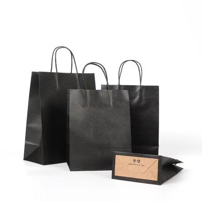 China Biodegradable White Black Brown Shopping Thank You Packaging Bags Recyclable Twisted Kraft Paper Handle Shopping Carrier Bags for sale