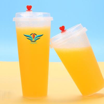 China Single wall wholesale 22 oz pp spot frosted injection cups with lids disposable plastic boba tea cup for sale