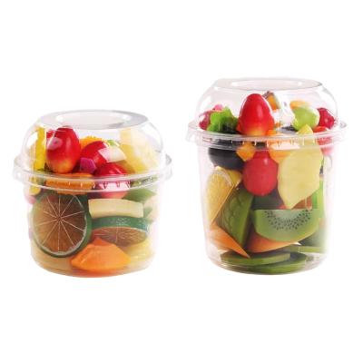 China 12oz 16oz 24oz Clear Single Wall PET To Go Food Container With Lid Disposable Plastic Salad Take Out Bowl for sale