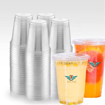 China 7 8 9 10 12 14 16 20 24 30 32 oz Clear Plastic Custom Logo Pet Cup Single Wall Disposable Plastic Cups for sale