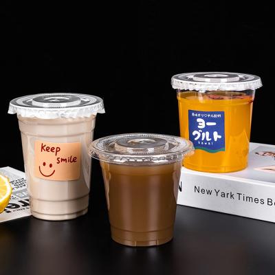 China Single Wall Custom Plastic Cups With Logo Pet Disposable Clear Drinking Plastic Cup With Lid for sale