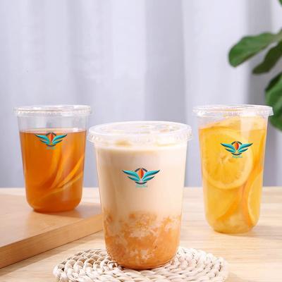 China Logo Printed 16oz Disposable Eco Friendly U Shaped Clear Plastic Cups Wholesale 500ml Pet U Shape Take Away Cups for sale