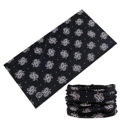 China Custom Black Paisley Bandana Bandana Face Mask 100% Warmer Recycling Bandana Neck Bandana for sale