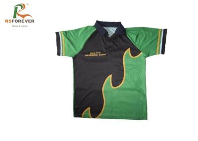 China Green Boys Short Sleeve Printed Polo Shirts Silk Screen Printing Quick Dry Mesh Fabric for sale