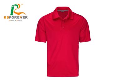 China Never Shading And Solid Neck Red Printed Polo Shirts , 100 Cotton Polo Neck T Shirts For Men for sale