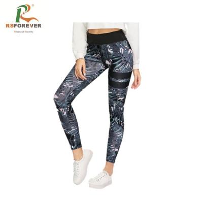 China Sport-druckte hohe Taillen-Frauen-Sport-Gamaschen-Sublimation Spandex-/Polyester-Material zu verkaufen