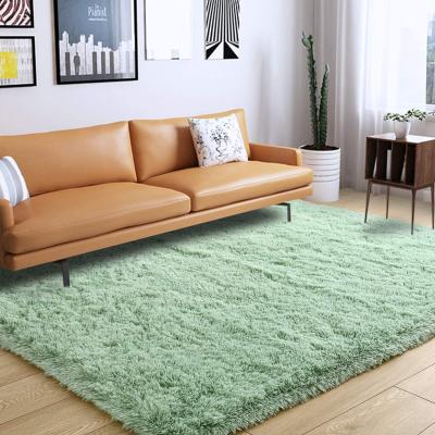 China Polyester Shag Carpet Soft Fluffy Area Rugs For Living Room, Shaggy Floor Carpet For Bedroom, Cute Luxury, 5x8 Feet Green for sale