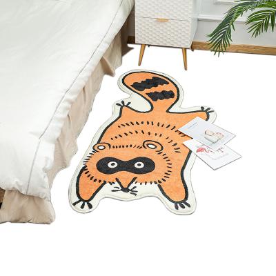 China Stain Resistant Cute Soft Animal Shaped Printed Fake Blankets Kid's Room Playmat Wool Rug Bathroom Blanket, 2' X 4' (60*120CM), Raccoon, BY01 for sale