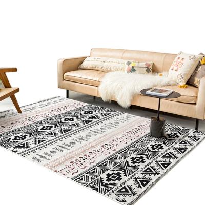 China Diamond Geometric Rug Faux Wool Moroccan Boho Area Rug Anti-Slip Stain Resistant Bohemian Living Room, 2' 7