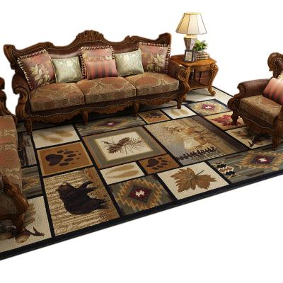 China Stain Resistant Rustic Southwest Country Cub Grizzly Bear Blanket Accent Black Bear Tufted Lodge Rug, 1'8