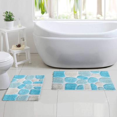 China Polyester Pebble Bath Covers Set Of Set Of 2 Turquoise Bath Covers Piece, Soft Absorbent Machine Washable Bath Mat Rugs for sale