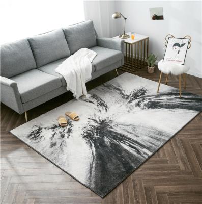 China Stain Resistant Faux Wool Shaggy Rug Distressed Abstract Area Blanket Polyester Non Slip For Living Room, 2'7