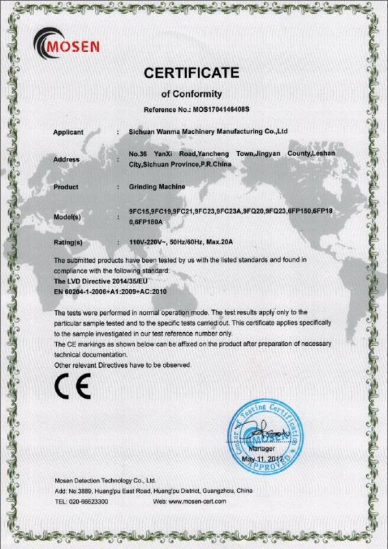 CE - Sichuan Wanma Machinery Manufacturing Co., Ltd.