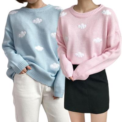 China Anti-wrinkle New Autumn Winter Acrylic Custom Embroidery Knitted Pullovers Women's Soft Sweater for sale