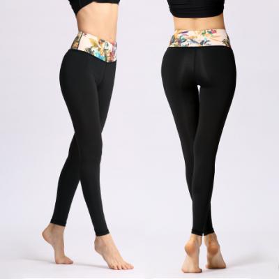 China Breathable Digital Printing Tight High Waisted Yoga Pants For Women Fitness Soft Polyester Nine Swamp Yoga Pants for sale