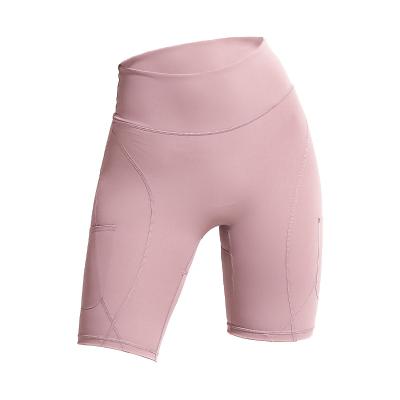 China New Breathable Summer Pocket Yoga Shorts Women's Hip Lifting Tight Running Fitness Pants Abdominal Stretch for sale