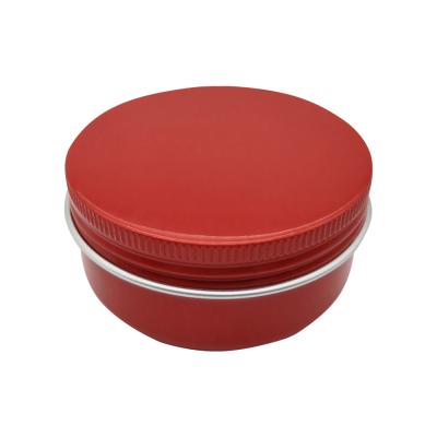 China 2oz 60ml 60g Small Round Empty Tin Box Cosmetic Tin Box Cosmetic Packaging Container Metal Red Colored Aluminum Jar Small for sale