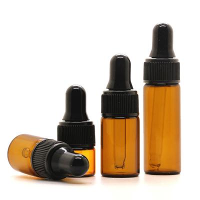 China Personal Care 5ml 10ml 15ml 20ml Dropper Bottle Essential Oil Amber Glass Bottle With Plastic Eye Dropper Pipettes for sale